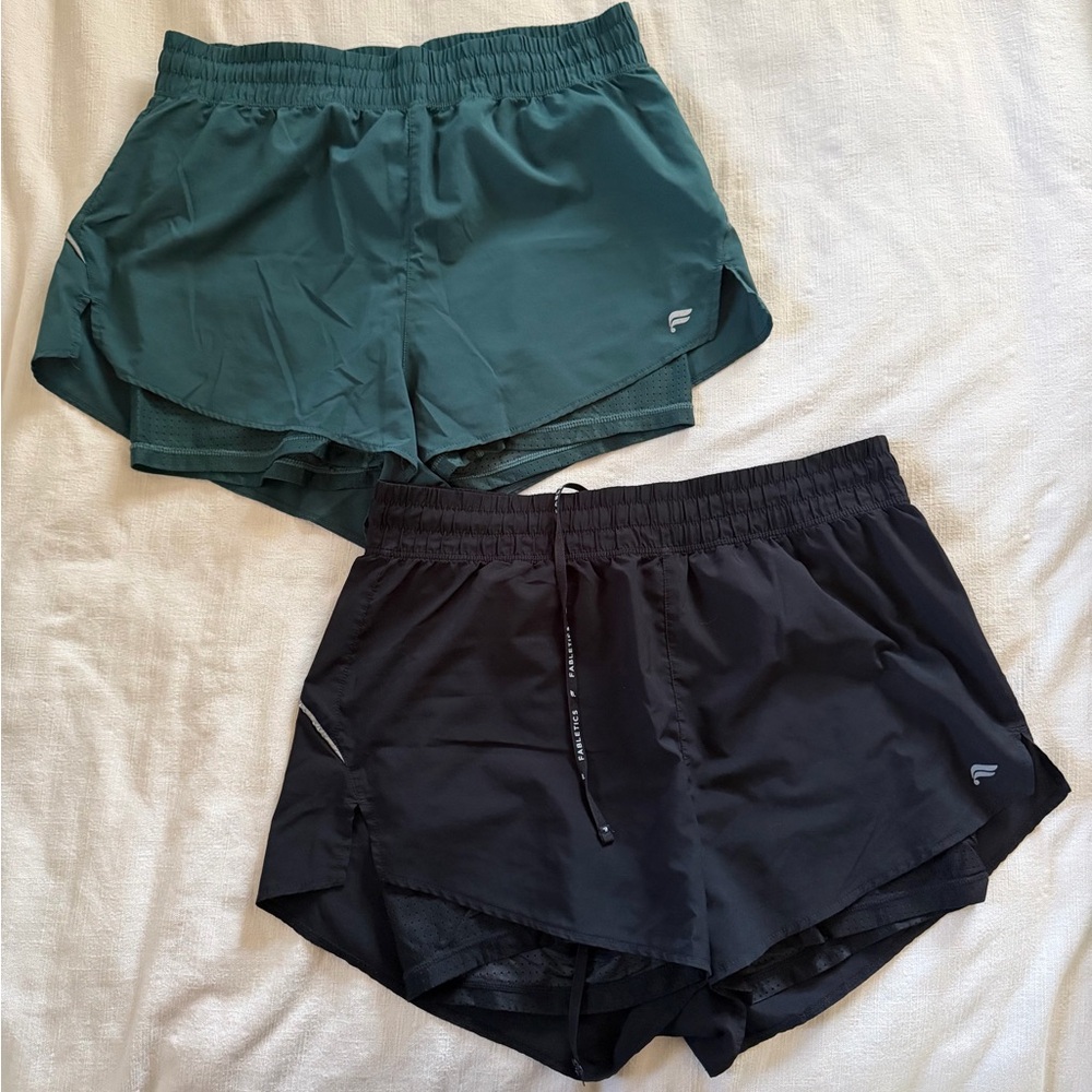 Fabletics Green and Black Running Shorts